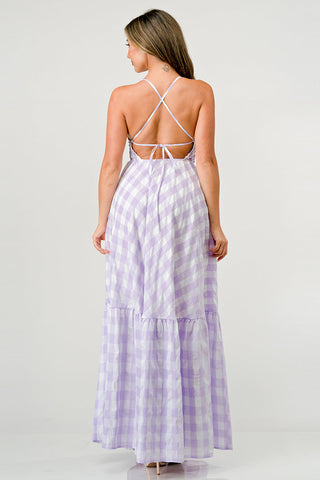 Lilac Gingham Mia Maxi Dress