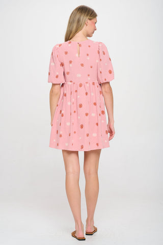 Mauve Embroidery Lucia Dress