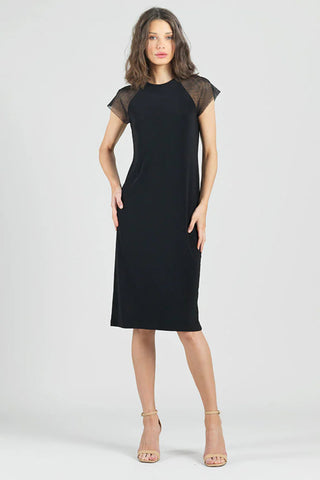 Mesh Cap Sleeve Midi Dress