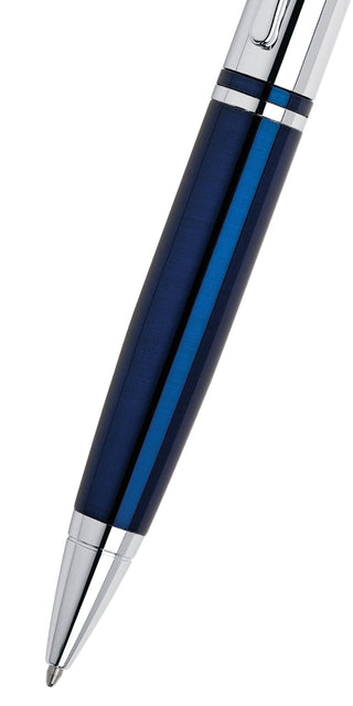 Calais™ Chrome & Blue Lacquer Ballpoint Pen - By Baano