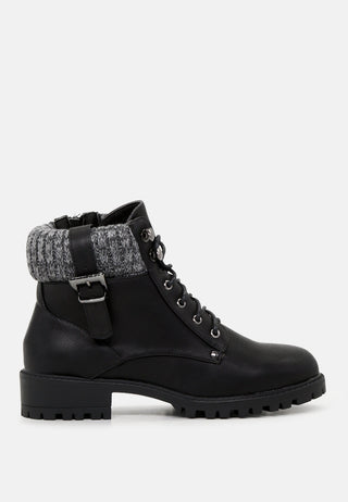 Michael Lace-Up Ankle Boots With Wool Collar
