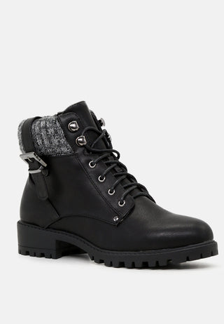 Michael Lace-Up Ankle Boots With Wool Collar