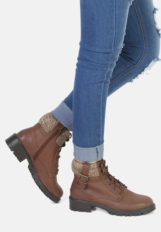 Michael Lace-Up Ankle Boots With Wool Collar