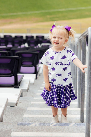 TCU Plaid Frog Ruffle Twirl Skort
