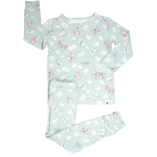 Mint Butterfly Daisy Bamboo Big Kid Pajama Set - By Baano