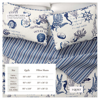 3-Piece Coastal Quilt - Catalina Collection Great Bay Home
