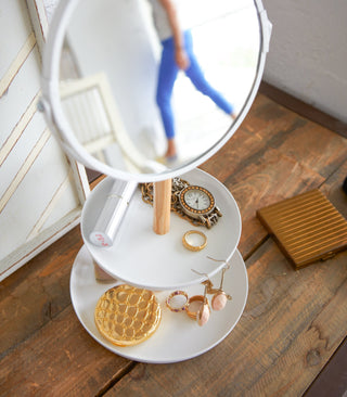 Two-Tier Jewelry Tray With Mirror - Steel + Wood - By Baano