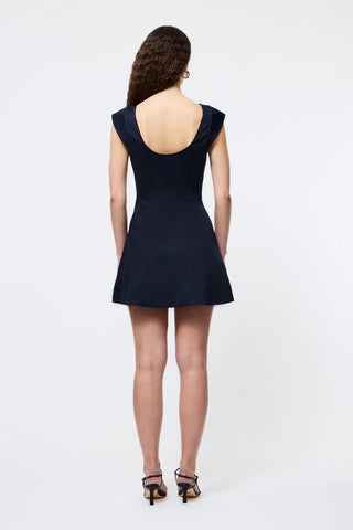 Multi Seam Sateen Dress- Marine