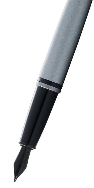 Calais™ Matte Gray and Black Lacquer Stainless Steel Fine Nib Fountain Pen - By Baano