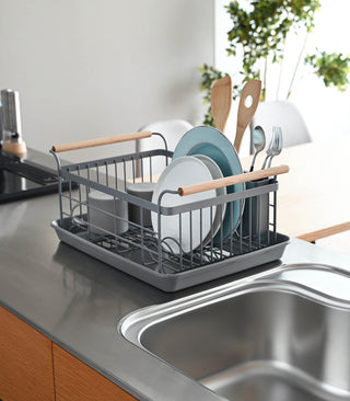 Dish Rack - Steel + Wood Yamazaki Home
