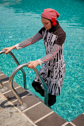 Lycra Black Burkini Modest Swimwear M2302 - By Baano