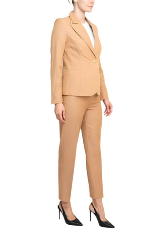 Nanette Nanette Lepore Notched Collar Long Sleeve One Button Closure Stretch Crepe Jacket with Mid Waist Pencil Cut Pants - Glamourous Grace