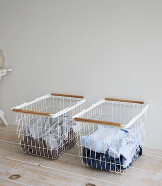 Wire Basket - Two Sizes - Steel + Wood - By Baano
