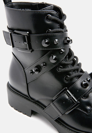 Nevada Studded Buckle Ankle Boots