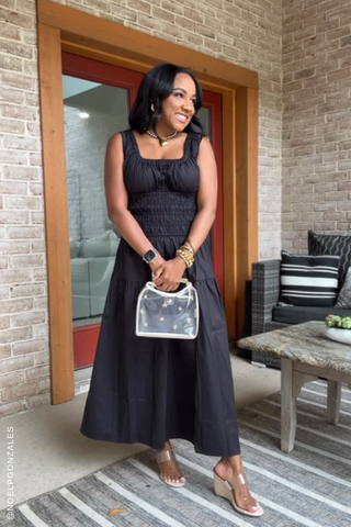 LOVELIEST LOOKS BLACK WOVEN MIDI DRESS - By Baano