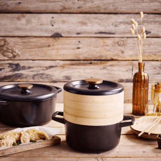 Nori Cast Iron Cocotte with Steamer Inserts - By Baano