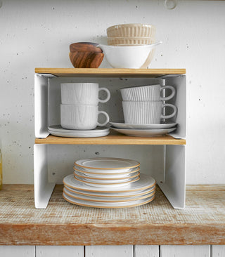 Stackable Countertop Shelf - Two Sizes - Steel + Wood - By Baano