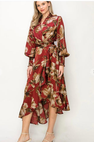 Wrap Dress, Burgundy