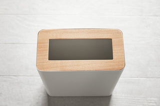 Trash Can - Rectangle - Steel + Wood - By Baano