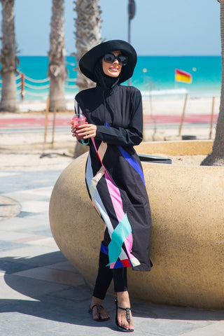 Woven Black Burkini Modest Swimwear M2310 - By Baano