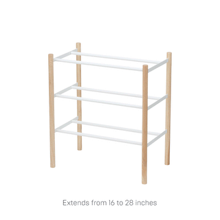 Expandable Shoe Rack (18" H) - Steel + Wood Yamazaki Home