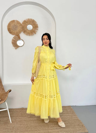 Amina Lace Design Maxi Dress - Summer is Calling - Beautiful Temple Dress - By Baano