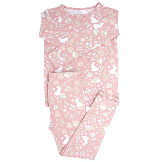 Pink Bunny Floral Big Kid Pajama Set - By Baano