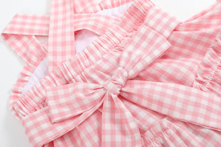 Pink Gingham Check Layered Sundress