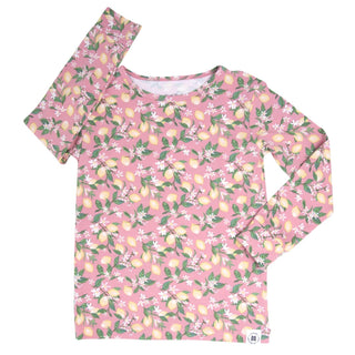 Pink Lemon Floral Print Big Kid Pajama Set - By Baano