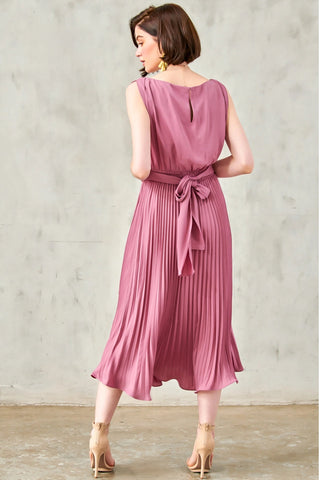 Pleated Sleeveless Midi Dress