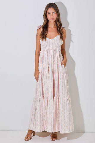 Print Mix Tie Strap Maxi Dress