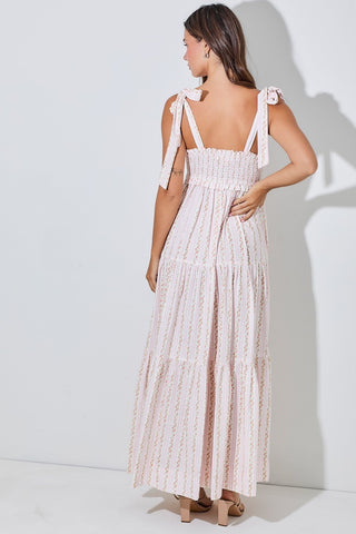 Print Mix Tie Strap Maxi Dress