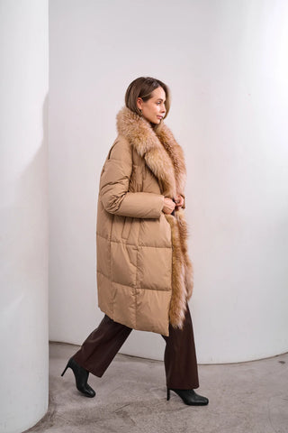 Genuine Polar Fox Premium Down Parka Coat