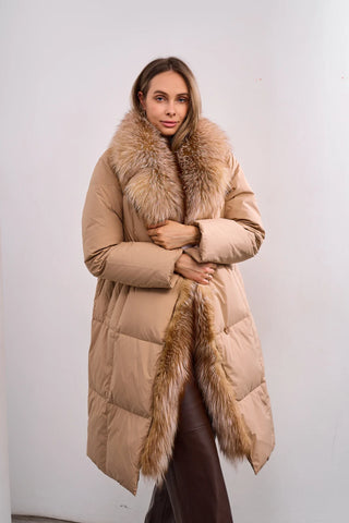 Genuine Polar Fox Premium Down Parka Coat