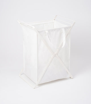 Laundry Hamper with Cotton Liner - Two Sizes - Steel + Cotton