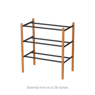 Expandable Shoe Rack (18" H) - Steel + Wood Yamazaki Home