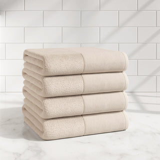 Cotton Linen-Like Border 6-Piece Towel Set - Priya Collection Great Bay Home