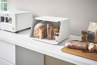 Bread Box with Cutting Board Lid - Steel + Wood - By Baano