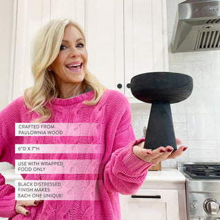 Modern Black Elevated Paulownia Wood Bowl Riser - By Baano