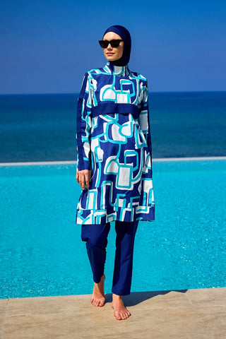 Navy Blue Full Coverage Modest Swimwear Set for Women R2513 Marina Modest