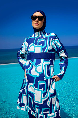 Navy Blue Full Coverage Modest Swimwear Set for Women R2513 Marina Modest