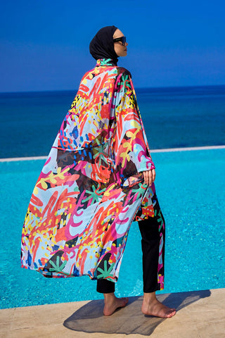 Rivamera Tropical Print Chiffon Kimono - RP2510 - By Baano