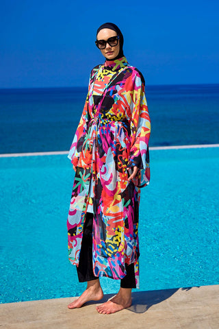 Rivamera Tropical Print Chiffon Kimono - RP2510 - By Baano