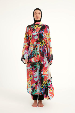 Rivamera Tropical Print Chiffon Kimono - RP2510 - By Baano