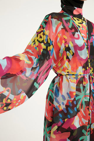 Rivamera Tropical Print Chiffon Kimono - RP2510 - By Baano