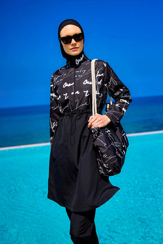 Black Full Coverage Modest Swimwear Set for Women R2501 - By Baano