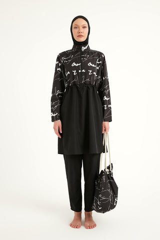 Black Full Coverage Modest Swimwear Set for Women R2501 - By Baano