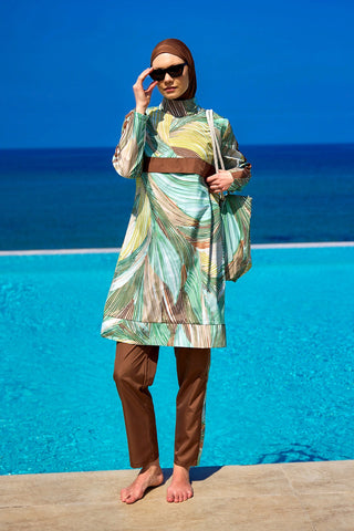 Brown Full Coverage Modest Swimwear Set for Women R2512 - By Baano