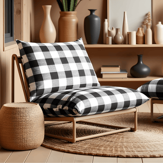 Black Check Outdoor Slipcovers, Compatible with IKEA Havsten - Made to Order