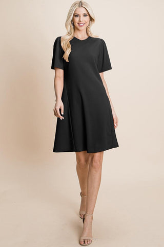 Loose Mini Dress V-Neck Short Sleeve Shift Dress